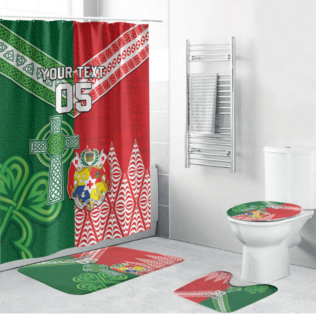 Tonga Ireland Rugby Custom Bathroom Set Ikale Tahi With Shamrocks Together