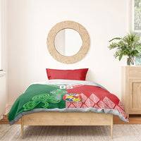 Tonga Ireland Rugby Custom Bedding Set Ikale Tahi With Shamrocks Together
