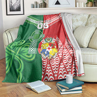 Tonga Ireland Rugby Custom Blanket Ikale Tahi With Shamrocks Together