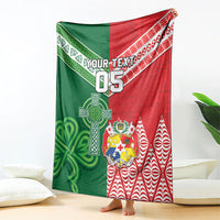 Tonga Ireland Rugby Custom Blanket Ikale Tahi With Shamrocks Together