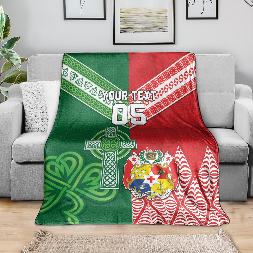 Tonga Ireland Rugby Custom Blanket Ikale Tahi With Shamrocks Together