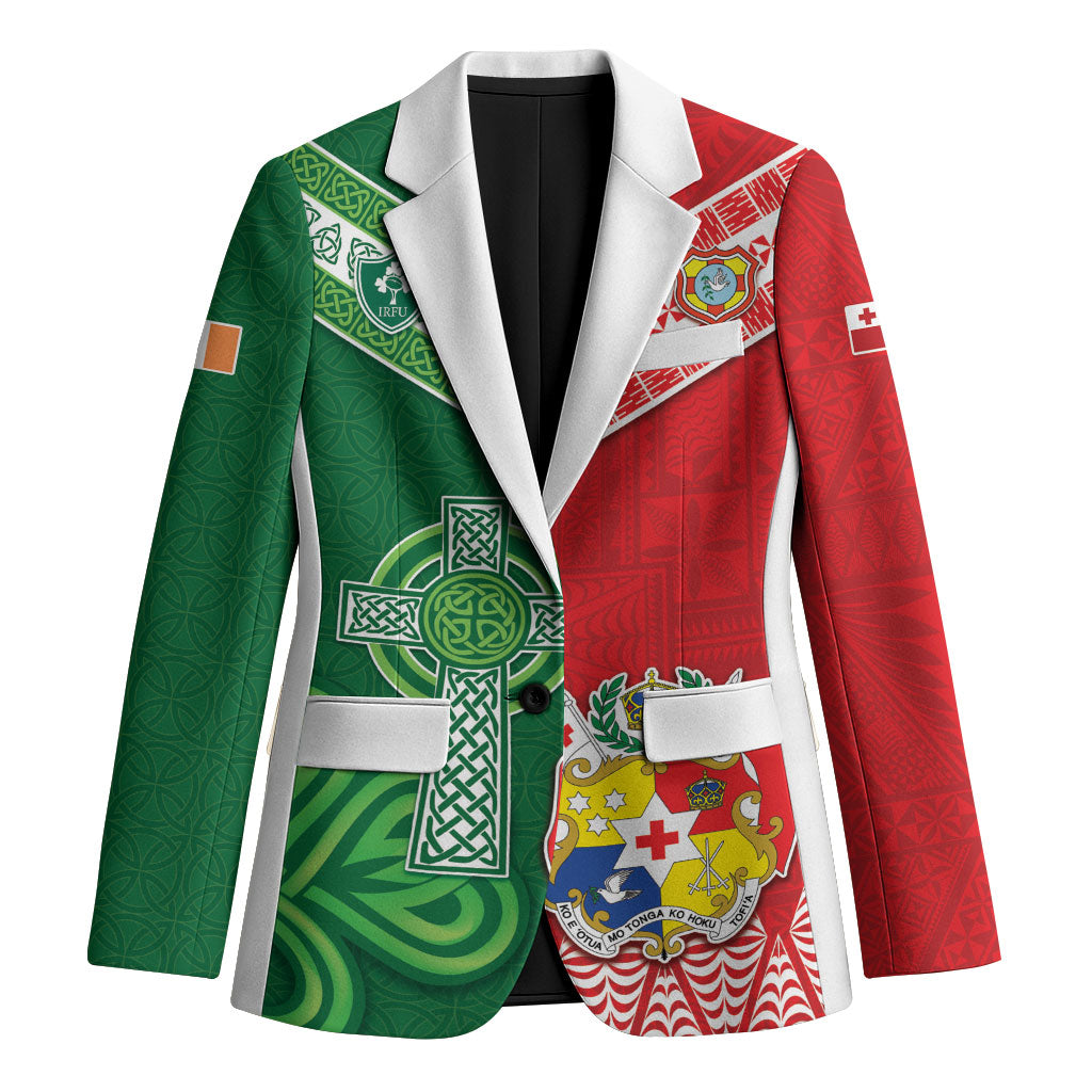 Tonga Ireland Rugby Custom Blazer Ikale Tahi With Shamrocks Together