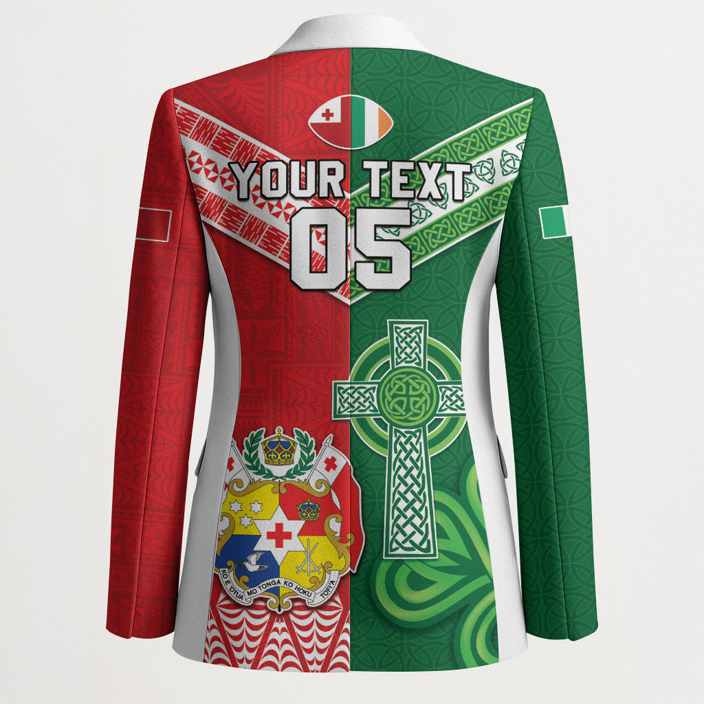 Tonga Ireland Rugby Custom Blazer Ikale Tahi With Shamrocks Together