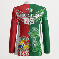 Tonga Ireland Rugby Custom Blazer Ikale Tahi With Shamrocks Together