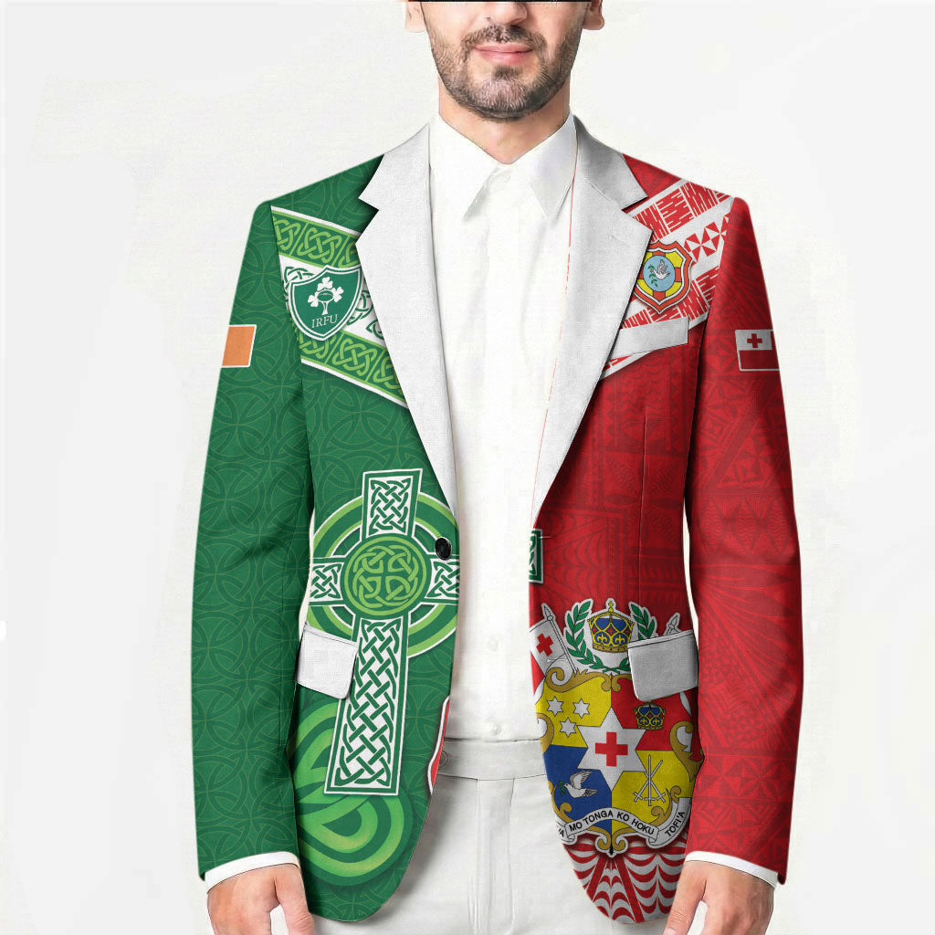 Tonga Ireland Rugby Custom Blazer Ikale Tahi With Shamrocks Together