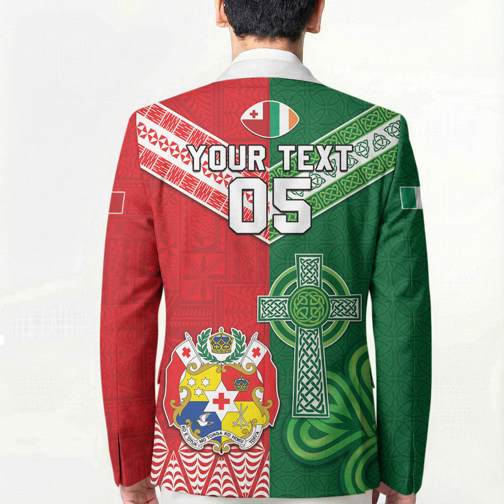 Tonga Ireland Rugby Custom Blazer Ikale Tahi With Shamrocks Together