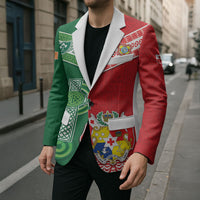 Tonga Ireland Rugby Custom Blazer Ikale Tahi With Shamrocks Together