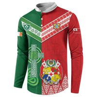 Tonga Ireland Rugby Custom Button Sweatshirt Ikale Tahi With Shamrocks Together