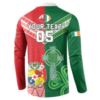 Tonga Ireland Rugby Custom Button Sweatshirt Ikale Tahi With Shamrocks Together