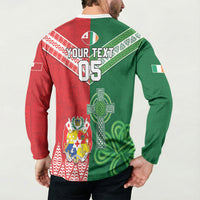 Tonga Ireland Rugby Custom Button Sweatshirt Ikale Tahi With Shamrocks Together