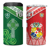 Tonga Ireland Rugby Custom 4 in 1 Can Cooler Tumbler Ikale Tahi With Shamrocks Together