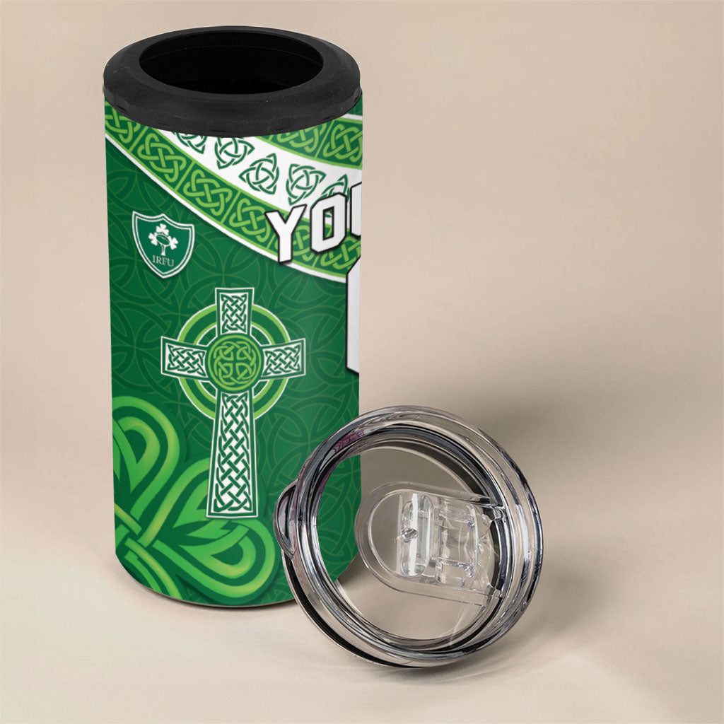 Tonga Ireland Rugby Custom 4 in 1 Can Cooler Tumbler Ikale Tahi With Shamrocks Together