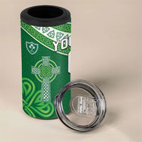 Tonga Ireland Rugby Custom 4 in 1 Can Cooler Tumbler Ikale Tahi With Shamrocks Together