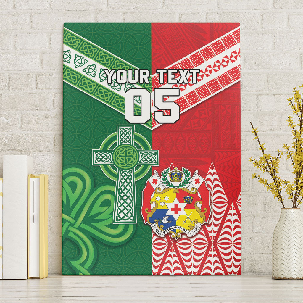 Tonga Ireland Rugby Custom Canvas Wall Art Ikale Tahi With Shamrocks Together