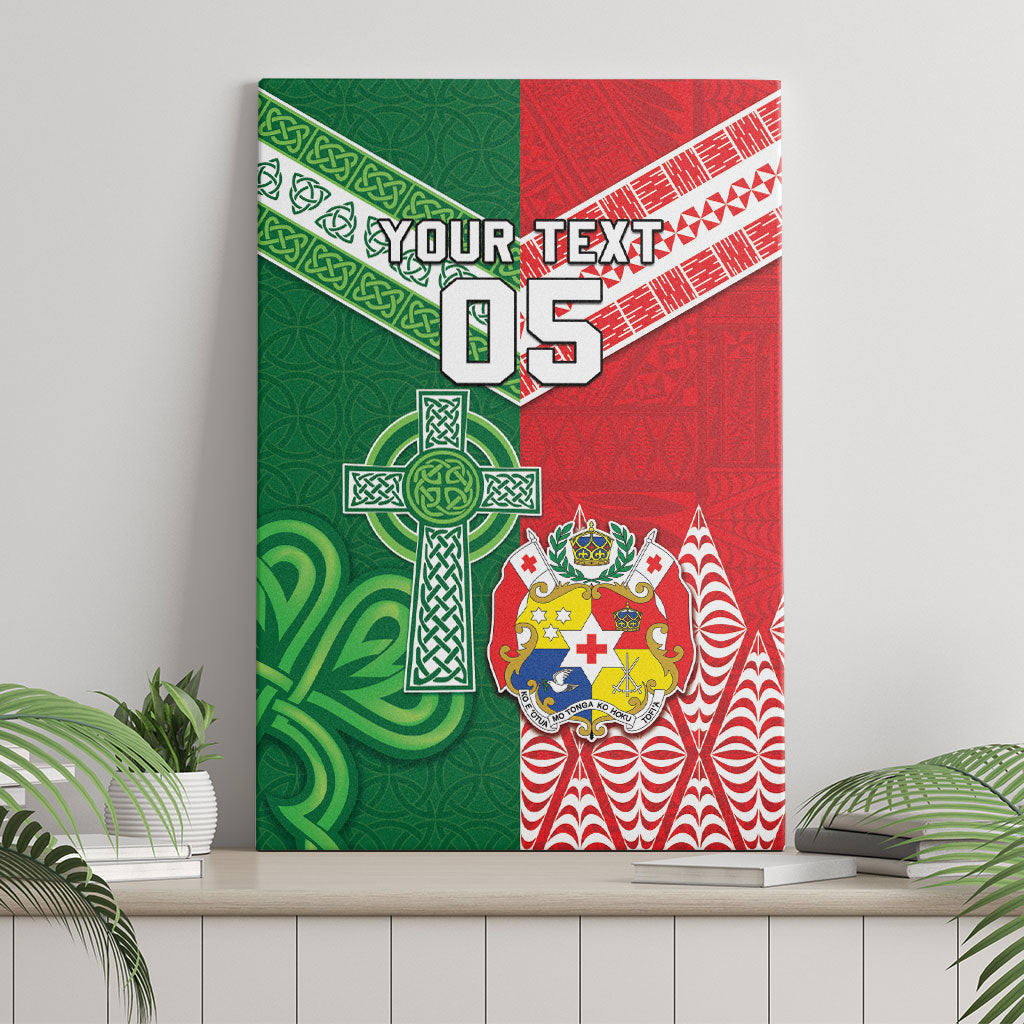 Tonga Ireland Rugby Custom Canvas Wall Art Ikale Tahi With Shamrocks Together