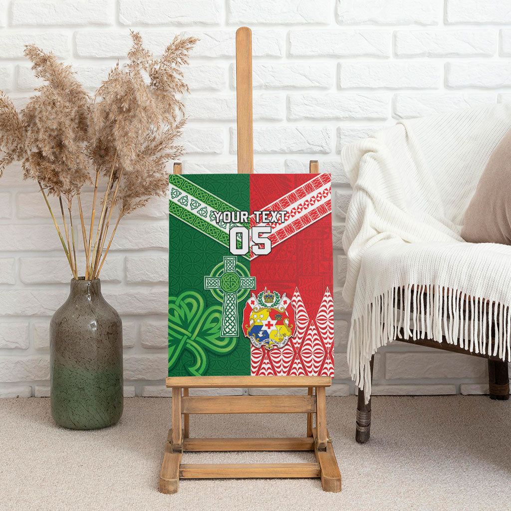 Tonga Ireland Rugby Custom Canvas Wall Art Ikale Tahi With Shamrocks Together