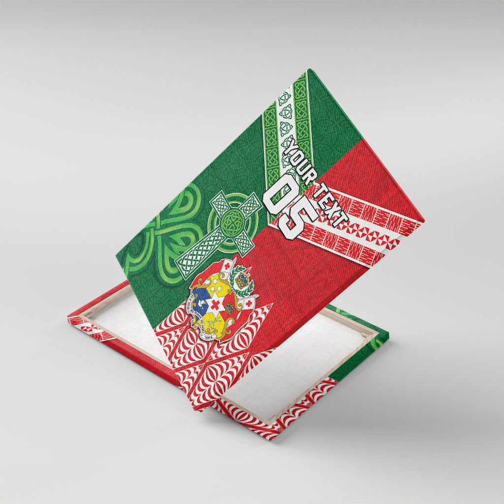 Tonga Ireland Rugby Custom Canvas Wall Art Ikale Tahi With Shamrocks Together