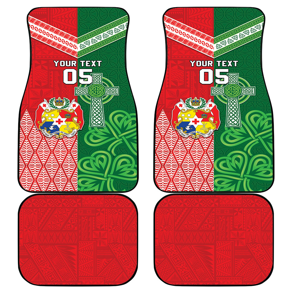 Tonga Ireland Rugby Custom Car Mats Ikale Tahi With Shamrocks Together