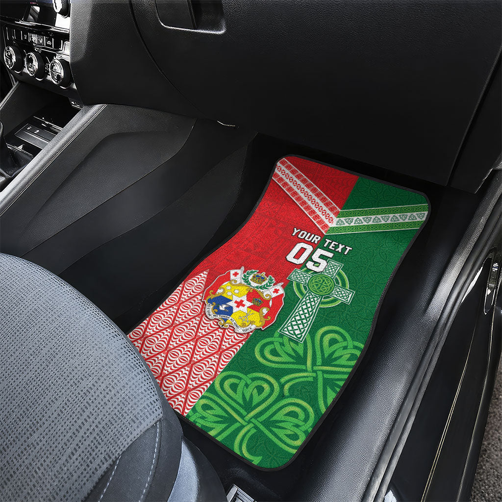 Tonga Ireland Rugby Custom Car Mats Ikale Tahi With Shamrocks Together