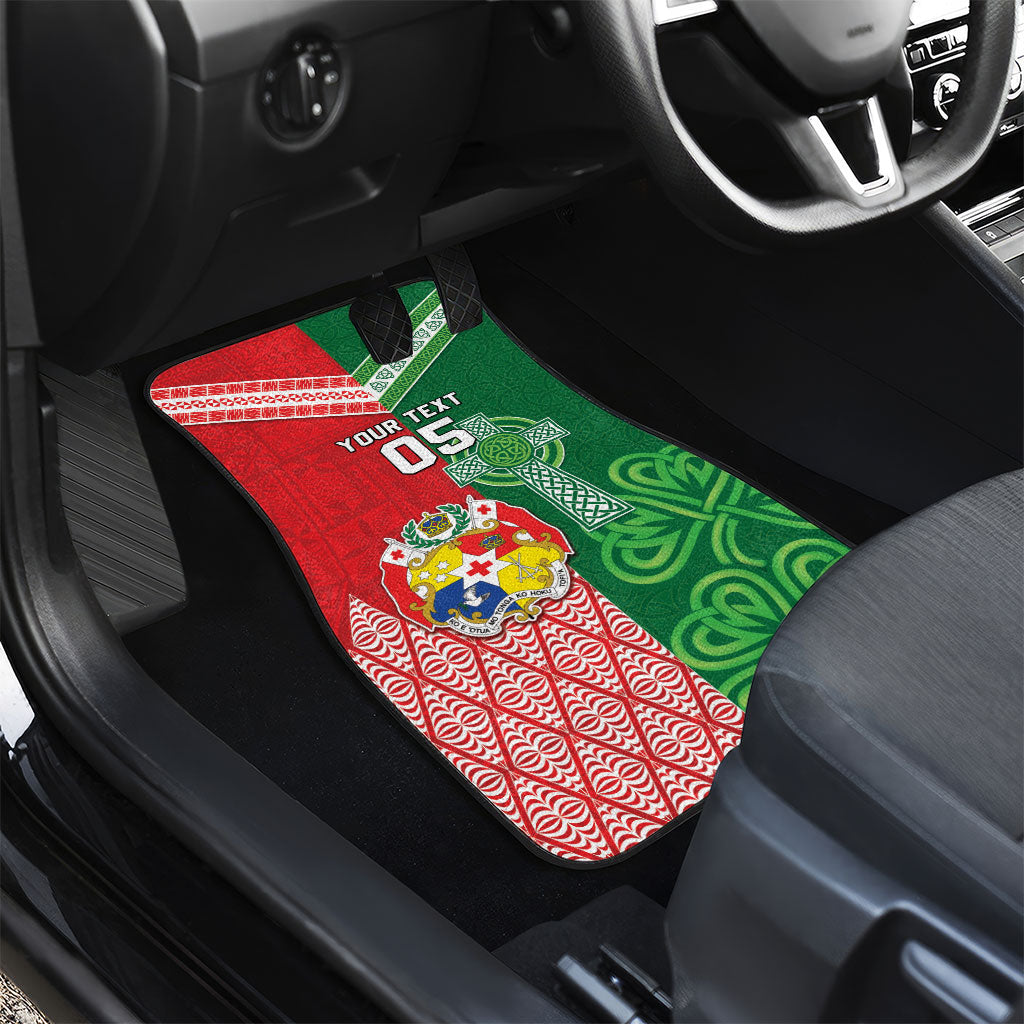 Tonga Ireland Rugby Custom Car Mats Ikale Tahi With Shamrocks Together