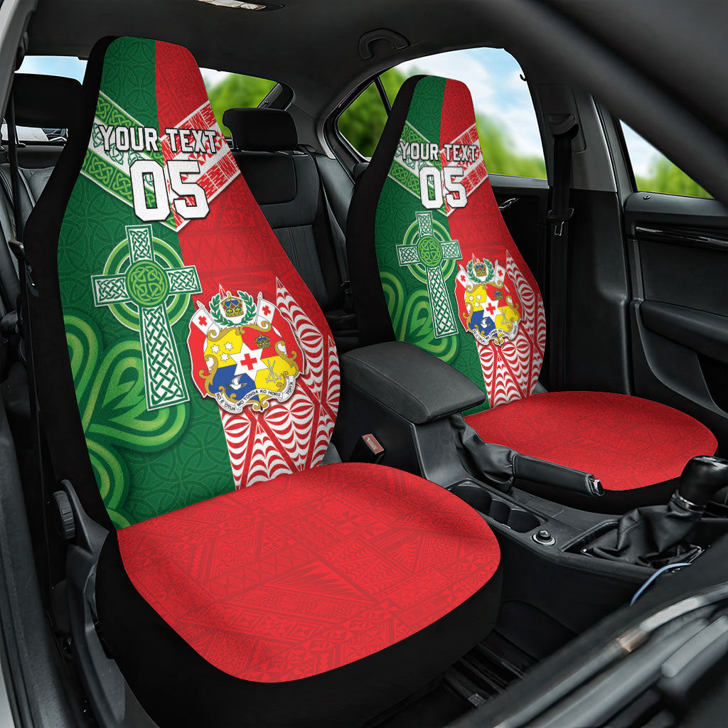Tonga Ireland Rugby Custom Car Seat Cover Ikale Tahi With Shamrocks Together