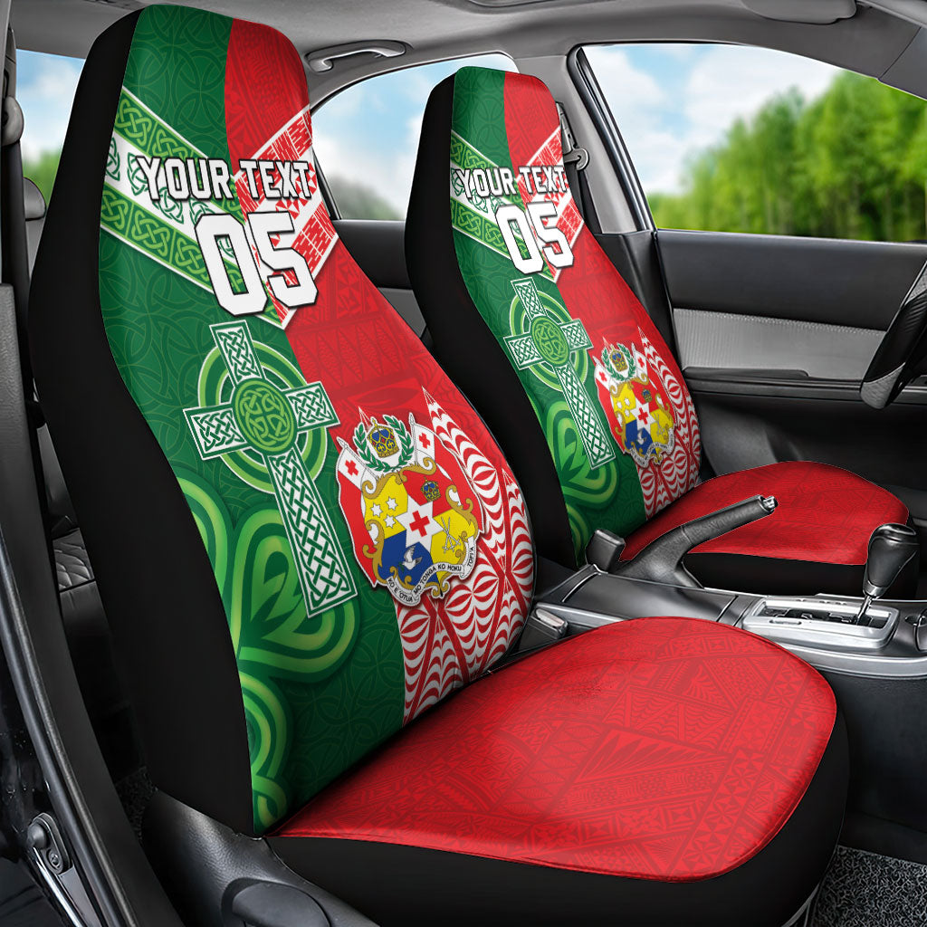 Tonga Ireland Rugby Custom Car Seat Cover Ikale Tahi With Shamrocks Together