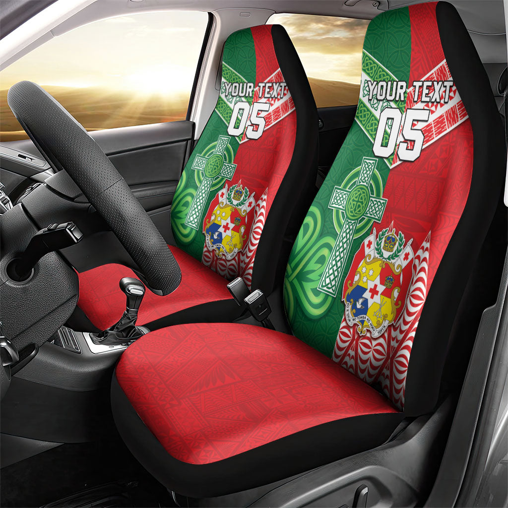 Tonga Ireland Rugby Custom Car Seat Cover Ikale Tahi With Shamrocks Together