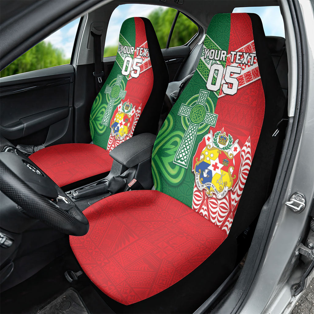 Tonga Ireland Rugby Custom Car Seat Cover Ikale Tahi With Shamrocks Together