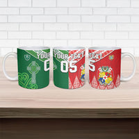 Tonga Ireland Rugby Custom Ceramic Mug Ikale Tahi With Shamrocks Together