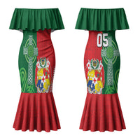 Tonga Ireland Rugby Custom Couples Matching Mermaid Dress and Long Sleeve Button Shirt Ikale Tahi With Shamrocks Together