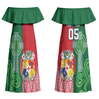 Tonga Ireland Rugby Custom Couples Matching Off Shoulder Maxi Dress and Hawaiian Shirt Ikale Tahi With Shamrocks Together