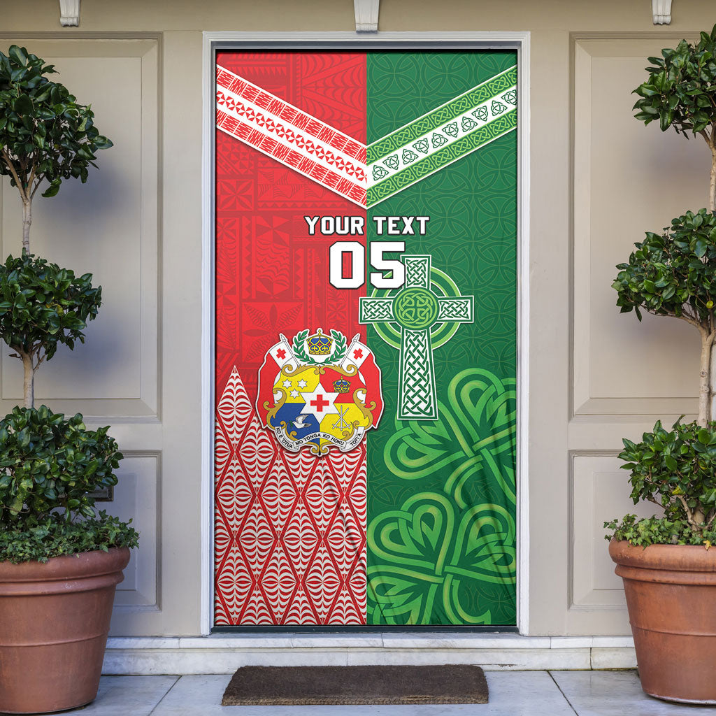 Tonga Ireland Rugby Custom Door Cover Ikale Tahi With Shamrocks Together