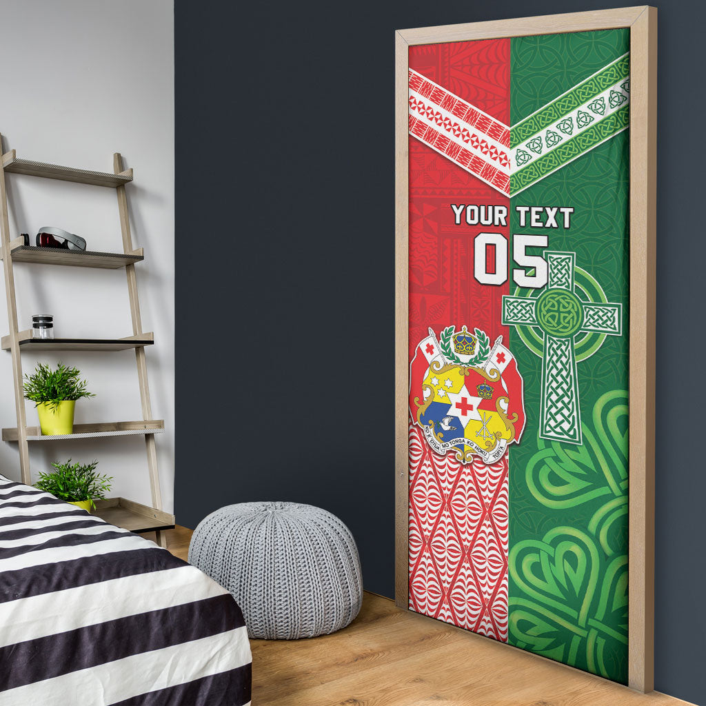 Tonga Ireland Rugby Custom Door Cover Ikale Tahi With Shamrocks Together