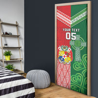 Tonga Ireland Rugby Custom Door Cover Ikale Tahi With Shamrocks Together