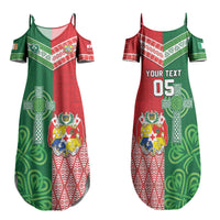 Tonga Ireland Rugby Custom Family Matching Summer Maxi Dress and Hawaiian Shirt Ikale Tahi With Shamrocks Together