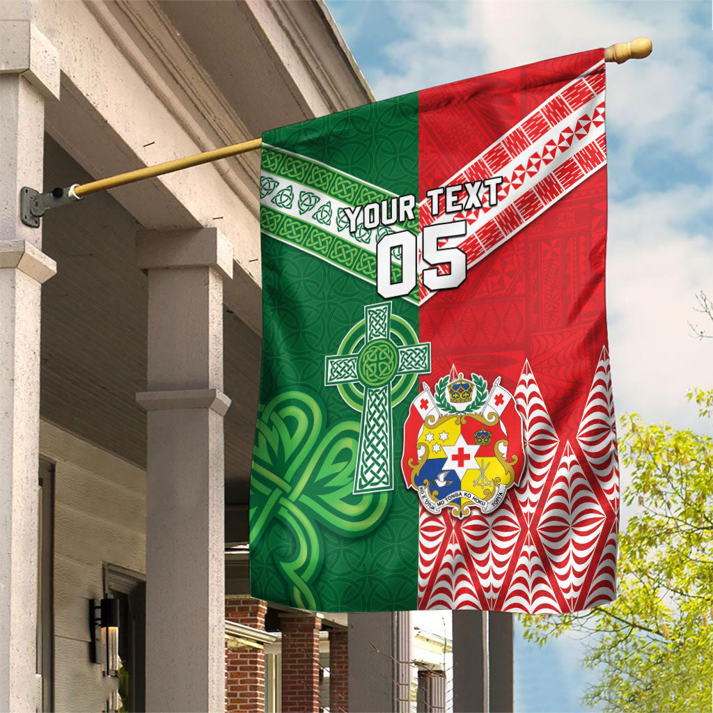 Tonga Ireland Rugby Custom Garden Flag Ikale Tahi With Shamrocks Together