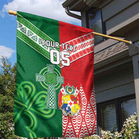 Tonga Ireland Rugby Custom Garden Flag Ikale Tahi With Shamrocks Together