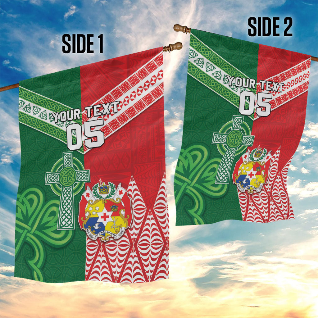 Tonga Ireland Rugby Custom Garden Flag Ikale Tahi With Shamrocks Together
