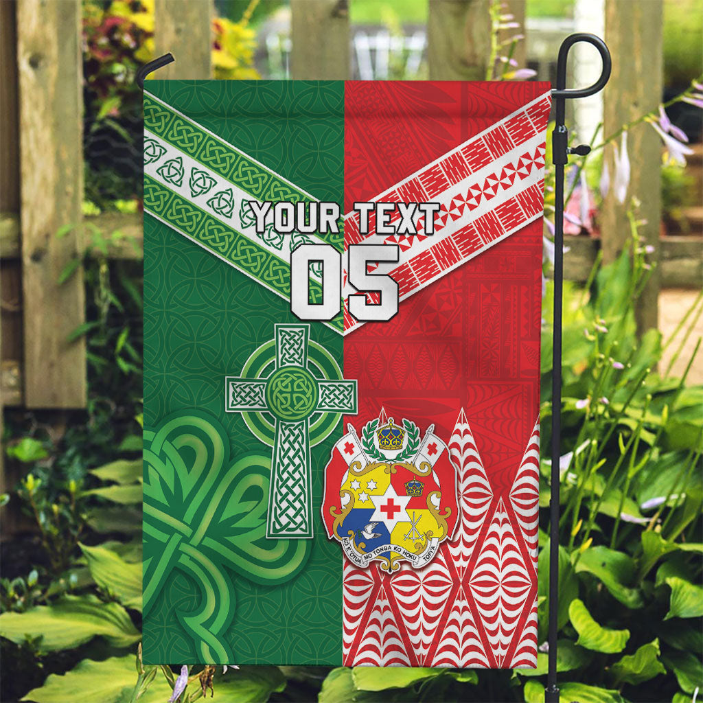 Tonga Ireland Rugby Custom Garden Flag Ikale Tahi With Shamrocks Together