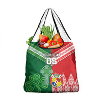 Tonga Ireland Rugby Custom Grocery Bag Ikale Tahi With Shamrocks Together