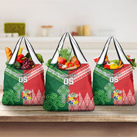 Tonga Ireland Rugby Custom Grocery Bag Ikale Tahi With Shamrocks Together