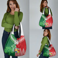Tonga Ireland Rugby Custom Grocery Bag Ikale Tahi With Shamrocks Together