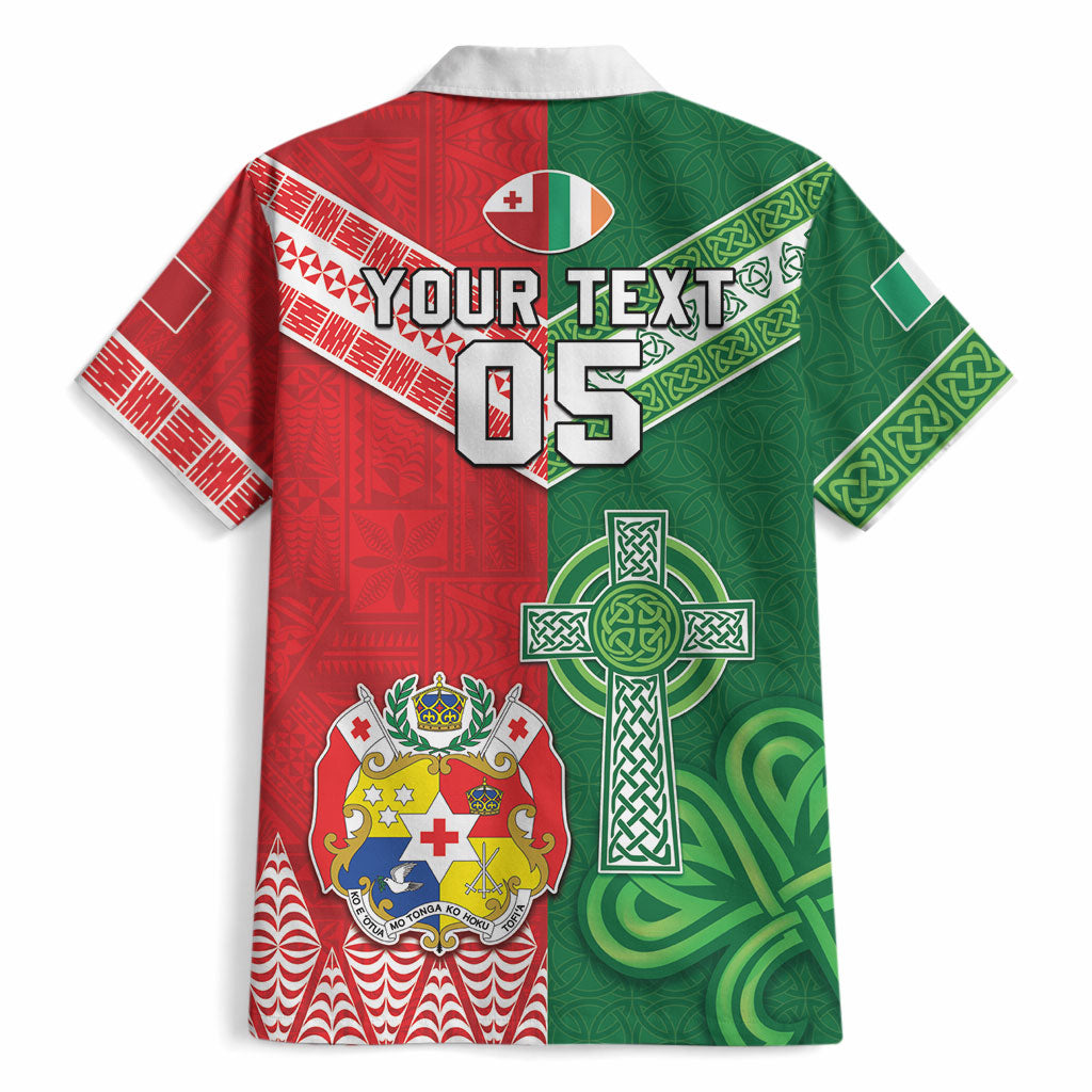 Tonga Ireland Rugby Custom Hawaiian Shirt Ikale Tahi With Shamrocks Together