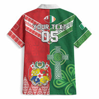 Tonga Ireland Rugby Custom Hawaiian Shirt Ikale Tahi With Shamrocks Together