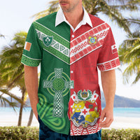 Tonga Ireland Rugby Custom Hawaiian Shirt Ikale Tahi With Shamrocks Together