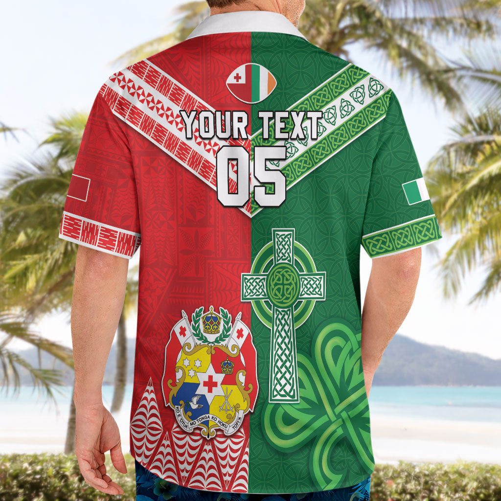 Tonga Ireland Rugby Custom Hawaiian Shirt Ikale Tahi With Shamrocks Together