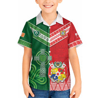 Tonga Ireland Rugby Custom Hawaiian Shirt Ikale Tahi With Shamrocks Together