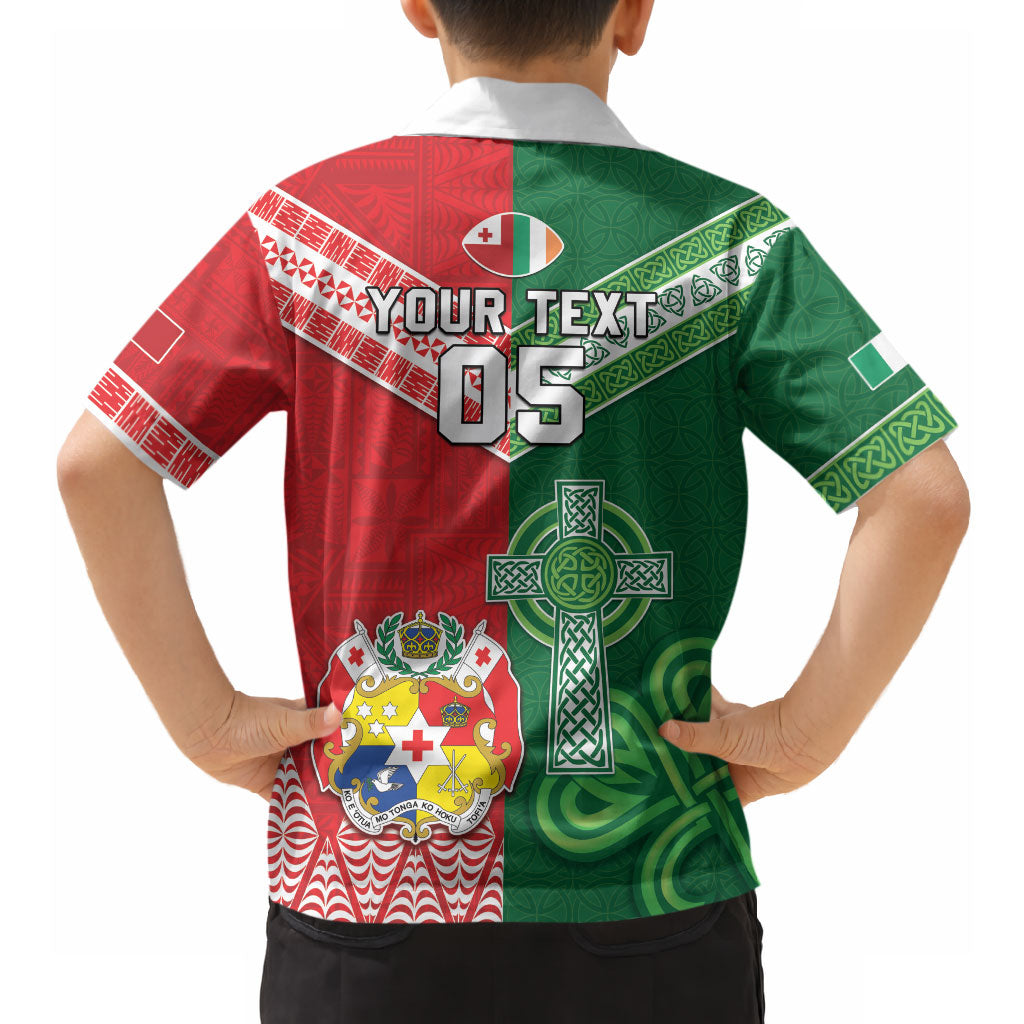 Tonga Ireland Rugby Custom Hawaiian Shirt Ikale Tahi With Shamrocks Together