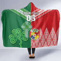Tonga Ireland Rugby Custom Hooded Blanket Ikale Tahi With Shamrocks Together