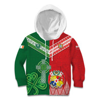 Tonga Ireland Rugby Custom Kid Hoodie Ikale Tahi With Shamrocks Together